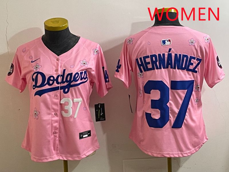 Women Los Angeles Dodgers #37 Hernandz Pink Sakura Edition 2025 Nike MLB Jersey style 32